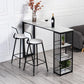 Contemporary Bar Table Set 1/3 Pcs Faux Marble Bar Table and Armless Stools