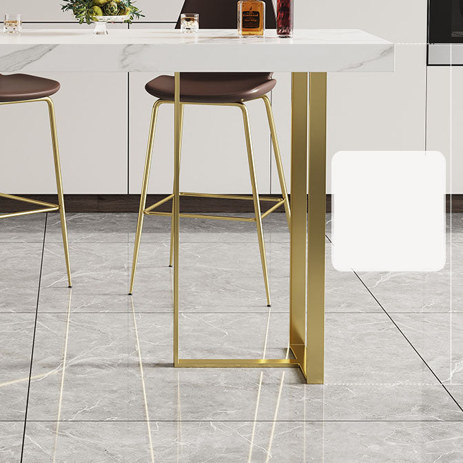 Glam Rectangular Pub Table Set 1/2/3 Pcs Stone Bar Table and Leather Bar Stools Clearhalo 'Bar Furniture' 'furn' 'furn_home_bar_bar_sets' 'Furniture' 'Home Bars & Bar Sets' 'home_bar_bar_sets' 'Kitchen & Dining Furniture' 6313922