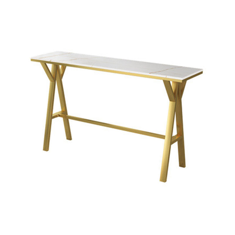 Rectangle Pub Set 1/3/5 Pcs Bar Table and Stools with Gold Metal Frame