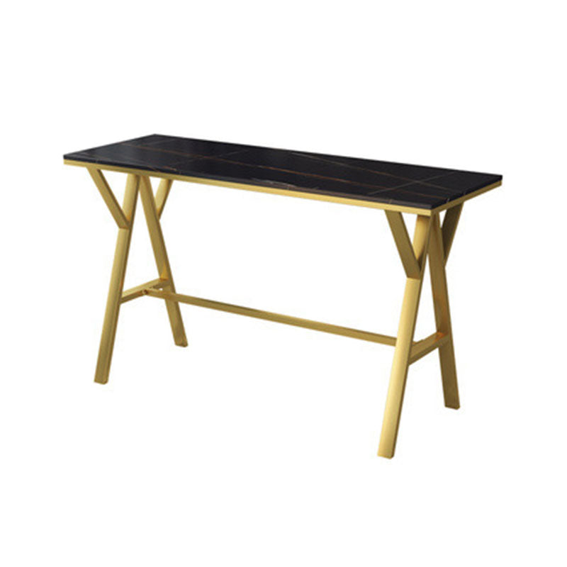 Rectangle Pub Set 1/3/5 Pcs Bar Table and Stools with Gold Metal Frame