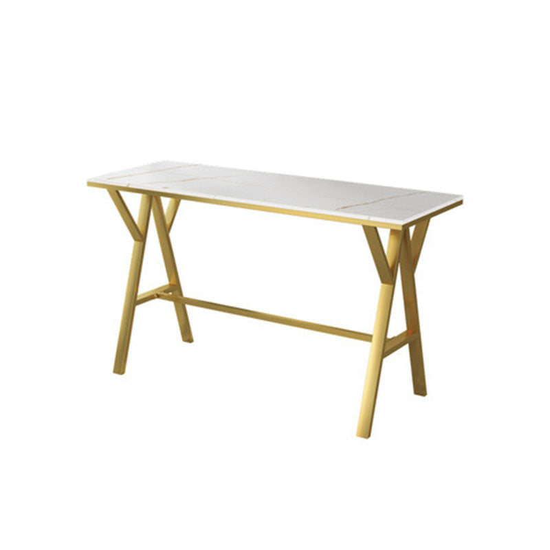 Rectangle Pub Set 1/3/5 Pcs Bar Table and Stools with Gold Metal Frame