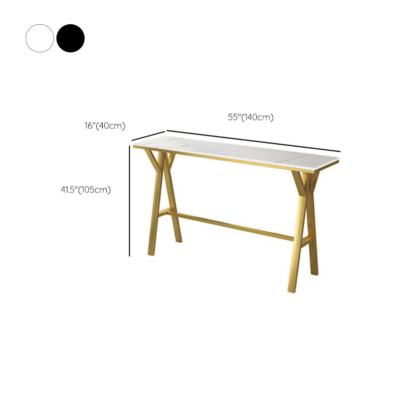 Rectangle Pub Set 1/3/5 Pcs Bar Table and Stools with Gold Metal Frame