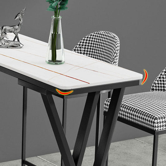 Pub Dining Set 1/5 Pcs Modern Bar Table in Black Base with Upholstered Stools