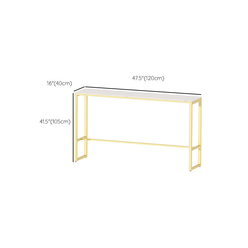 Glam 1/4 Pieces Bar Table Set Rectangle Stone Counter Table with High Stools for Shops