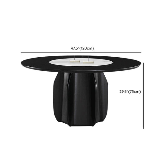 Solid Wood Dining Table Set 1/4/5/7 Pcs Pedestal Dining Table with Upholstered Chairs