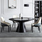 Vaste houten tafel ingesteld 1/4/5/7 pc's zwarte voetstuk eettafel met gestoffeerde stoel