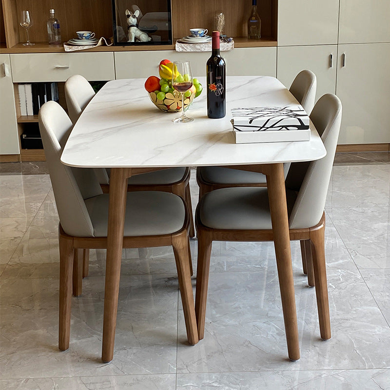 Rectangle Dining Table Set 1/2/5/6/7 Pieces Modern Dinette Set with Wooden Frame