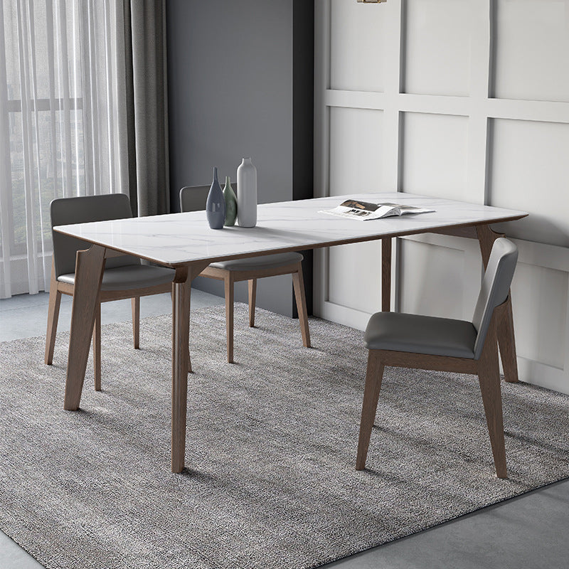 Table à manger blanche brillante avec chaises en cuir 1/2/4/5/7 pièces modernes