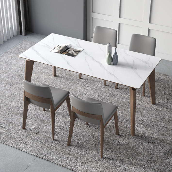 Table à manger blanche brillante avec chaises en cuir 1/2/4/5/7 pièces modernes