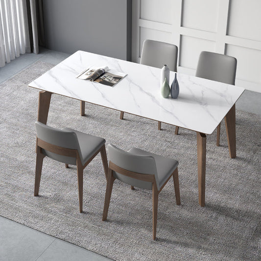 Glossy White Dining Table with Leather Chairs 1/2/4/5/7 Pieces Modern Dinette Set