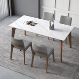 Table à manger blanche brillante avec chaises en cuir 1/2/4/5/7 pièces modernes