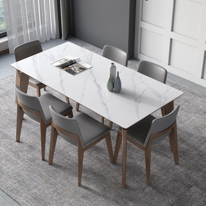 Table à manger blanche brillante avec chaises en cuir 1/2/4/5/7 pièces modernes