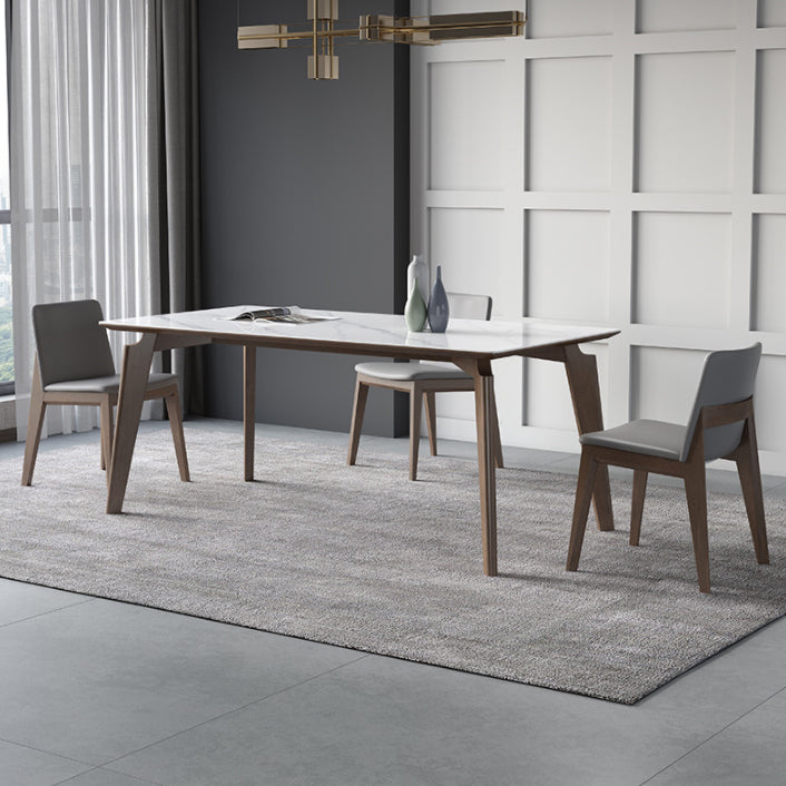 Table à manger blanche brillante avec chaises en cuir 1/2/4/5/7 pièces modernes