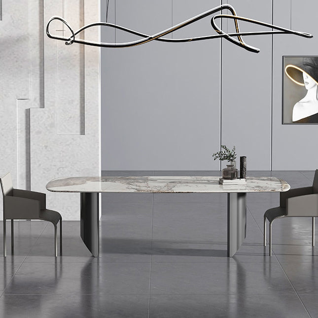 Glamourösster Set mit Lederstühlen 1/2/3 Stücke glänzender weißer Esstisch Set