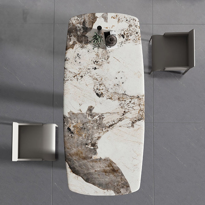 Glamourösster Set mit Lederstühlen 1/2/3 Stücke glänzender weißer Esstisch Set