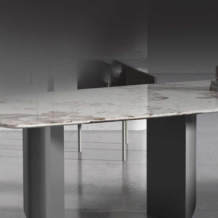 Glamourösster Set mit Lederstühlen 1/2/3 Stücke glänzender weißer Esstisch Set