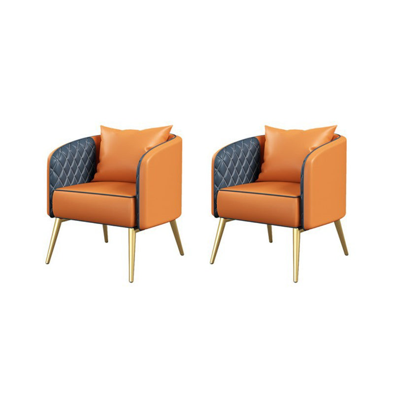 Glam Style Dinette Set for Home 1/2/5 Pieces Polished Finish Dining Table Set 2 Orange Chairs Clearhalo 'Dining Room Sets' 'Dining Tables & Seating' 'dining_room_set' 'furn' 'furn_dining_room_set' 'Furniture' 'Kitchen & Dining Furniture' 6314671