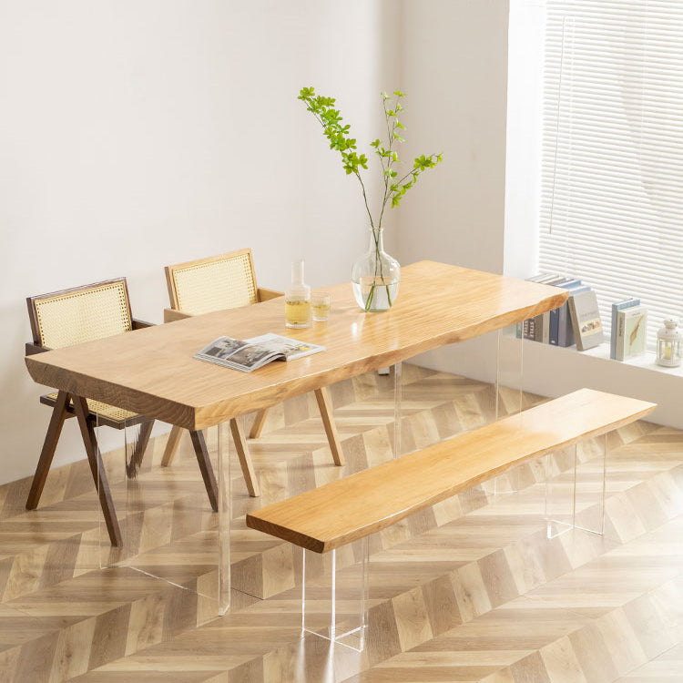 伝統的な1/4ピースダイニングセット長方形の松の木ダイニングテーブルダイニングルーム用