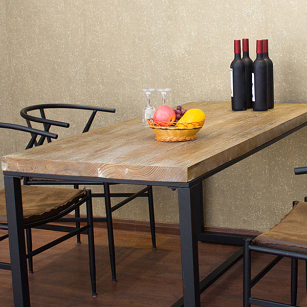 Modern Matte Brown Dining Set with Metal Chairs 1/2/5 Pieces Solid Wood Dinette Set