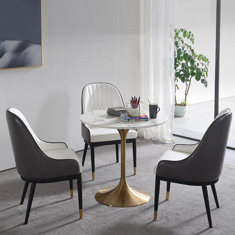 Contemporary Marble Dining Set 1/2/4/5 Pieces Round Dining Table Set with Padded Chairs Clearhalo 'Dining Room Sets' 'Dining Tables & Seating' 'dining_room_set' 'furn' 'furn_dining_room_set' 'Furniture' 'Kitchen & Dining Furniture' 6314875
