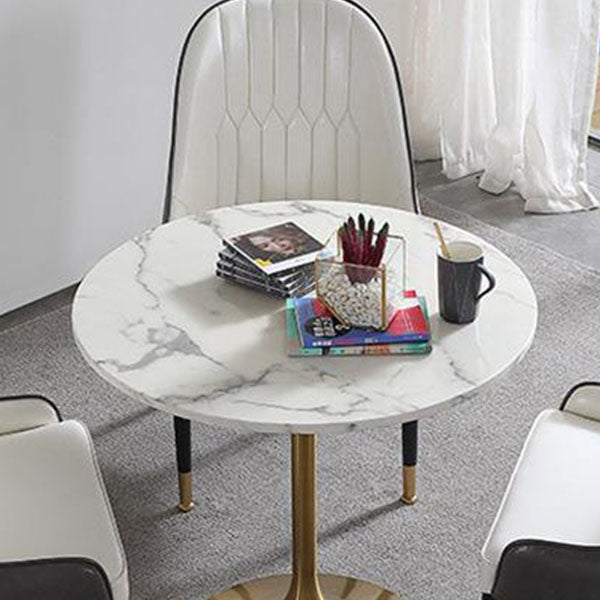 Contemporary Marble Dining Set 1/2/4/5 Pieces Round Dining Table Set with Padded Chairs Clearhalo 'Dining Room Sets' 'Dining Tables & Seating' 'dining_room_set' 'furn' 'furn_dining_room_set' 'Furniture' 'Kitchen & Dining Furniture' 6314878