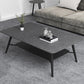 Cross Legs Rectangular Slate Coffee Cocktail Table in Gray with Shelf Clearhalo 'Coffee & Accent Tables' 'Coffee Tables' 'coffee_tables' 'furn' 'furn_coffee_tables' 'Furniture' 'Living Room Furniture' 6314982