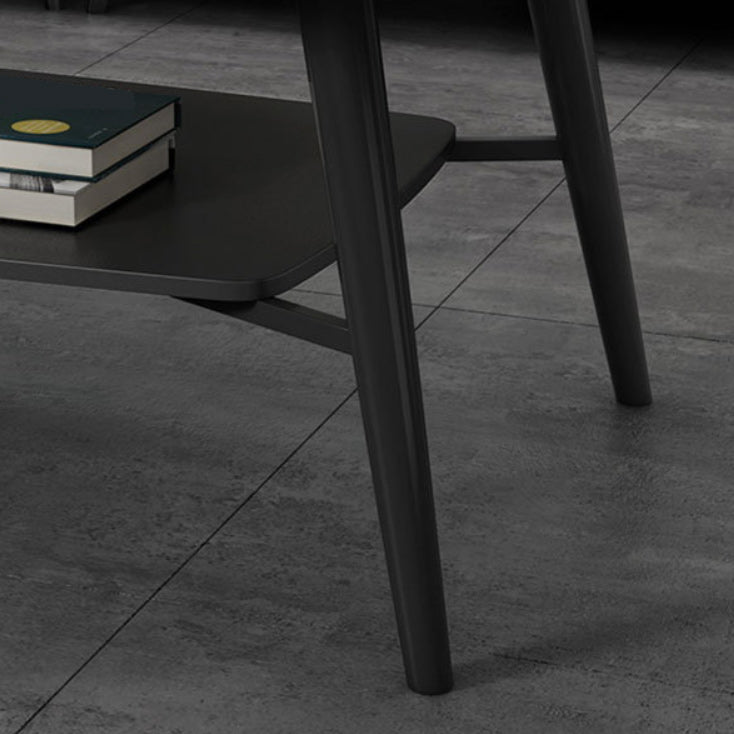 Cross Legs Rectangular Slate Coffee Cocktail Table in Gray with Shelf Clearhalo 'Coffee & Accent Tables' 'Coffee Tables' 'coffee_tables' 'furn' 'furn_coffee_tables' 'Furniture' 'Living Room Furniture' 6314988