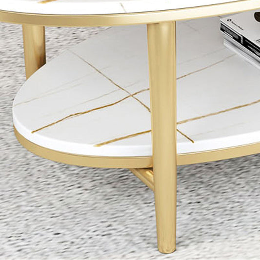 Tavolino da cocktail glam in ferro 4 gambe con tavolino da caffè in ardesia ovale