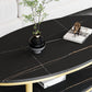 Glam Iron 4 Legs Cocktail Table with Shelf Oval Slate Top Coffee Table