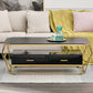 Slate Rectangular Coffee Table Golden Frame Abstract Cocktail Table with Drawer Clearhalo 'Coffee & Accent Tables' 'Coffee Tables' 'coffee_tables' 'furn' 'furn_coffee_tables' 'Furniture' 'Living Room Furniture' 6315019