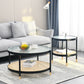 Table basse moderne en verre transparent avec rangement, ensemble de Table à cocktail ronde à 4 pieds
