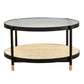 Table basse moderne en verre transparent avec rangement, ensemble de Table à cocktail ronde à 4 pieds