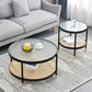 Table basse moderne en verre transparent avec rangement, ensemble de Table à cocktail ronde à 4 pieds