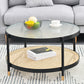 Table basse moderne en verre transparent avec rangement, ensemble de Table à cocktail ronde à 4 pieds