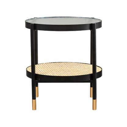 Table basse moderne en verre transparent avec rangement, ensemble de Table à cocktail ronde à 4 pieds