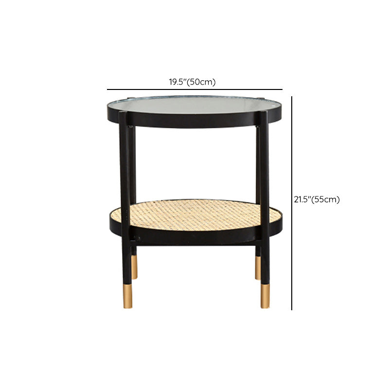 Table basse moderne en verre transparent avec rangement, ensemble de Table à cocktail ronde à 4 pieds