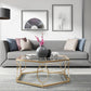 Glass & Marble Hexagon Coffee Table Modern Style Frame Cocktail Table