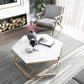 Glass & Marble Hexagon Coffee Table Modern Style Frame Cocktail Table