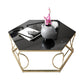 Glass & Marble Hexagon Coffee Table Modern Style Frame Cocktail Table