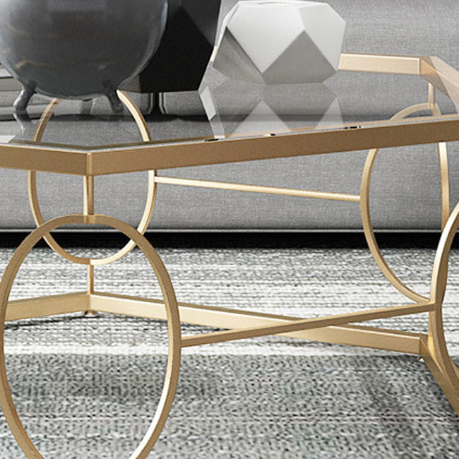 Glass & Marble Hexagon Coffee Table Modern Style Frame Cocktail Table