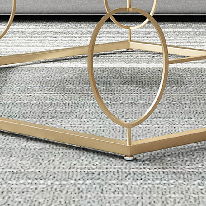 Glass & Marble Hexagon Coffee Table Modern Style Frame Cocktail Table