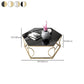 Glass & Marble Hexagon Coffee Table Modern Style Frame Cocktail Table