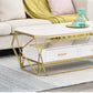 Geometric Slate 2 - Drawer Coffee Cocktail Table with Storage Shelf Clearhalo 'Coffee & Accent Tables' 'Coffee Tables' 'coffee_tables' 'furn' 'furn_coffee_tables' 'Furniture' 'Living Room Furniture' 6315057