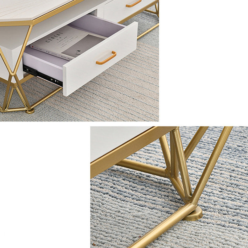 Geometric Slate 2 - Drawer Coffee Cocktail Table with Storage Shelf Clearhalo 'Coffee & Accent Tables' 'Coffee Tables' 'coffee_tables' 'furn' 'furn_coffee_tables' 'Furniture' 'Living Room Furniture' 6315060