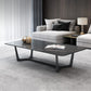 17.7" High Trestle Coffee Table Black Finish Slate Top Cocktail Table Clearhalo 'Coffee & Accent Tables' 'Coffee Tables' 'coffee_tables' 'furn' 'furn_coffee_tables' 'Furniture' 'Living Room Furniture' 6315066