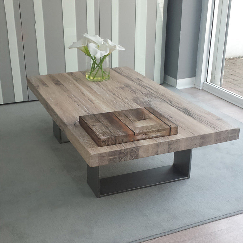Rectangle Solid Wood Coffee Table Brown Sled Cocktail Table, 17.71" High Clearhalo 'Coffee & Accent Tables' 'Coffee Tables' 'coffee_tables' 'furn' 'furn_coffee_tables' 'Furniture' 'Living Room Furniture' 6315079