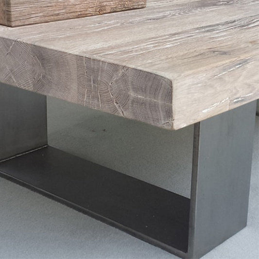 Mesa de café de madera maciza rectángulo Mesa de cóctel de trineo marrón, 17.71 "alto