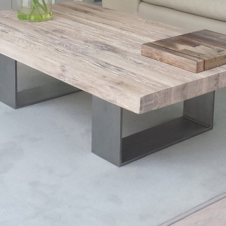 Rectangle Solid Wood Coffee Table Brown Sled Cocktail Table, 17.71" High Clearhalo 'Coffee & Accent Tables' 'Coffee Tables' 'coffee_tables' 'furn' 'furn_coffee_tables' 'Furniture' 'Living Room Furniture' 6315087