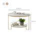 17.7" H Round Glass Coffee Table Iron 3 Legs Cocktail Table with Slate Shelf Clearhalo 'Coffee & Accent Tables' 'Coffee Tables' 'coffee_tables' 'furn' 'furn_coffee_tables' 'Furniture' 'Living Room Furniture' 6315103