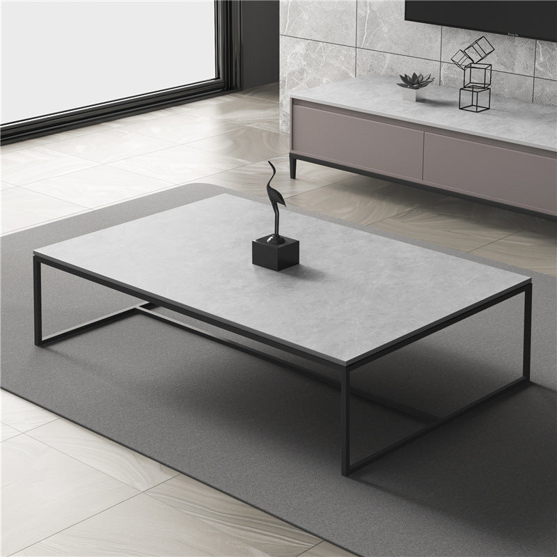 Trestle 1 Single Coffee Table Rectangular Slate Top Coffee Table in Gray